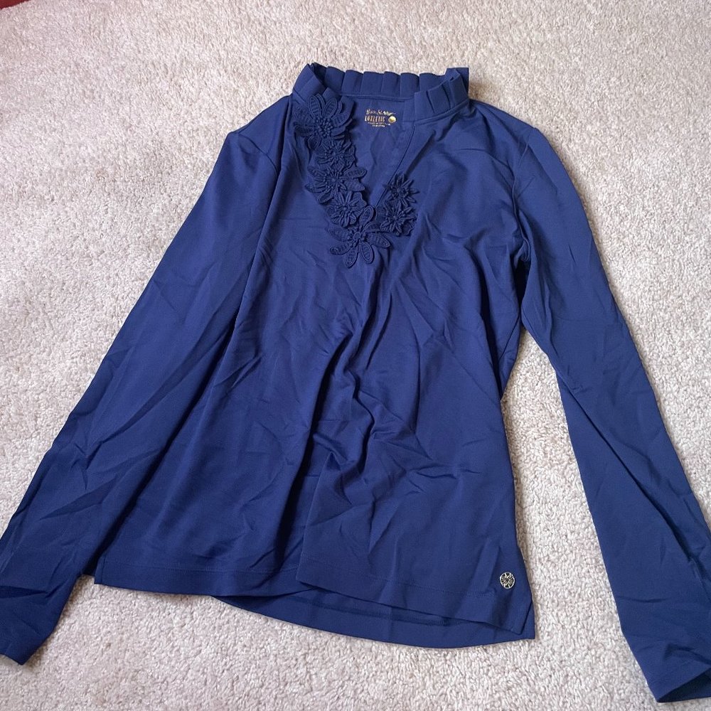 Lilly Pulitzer Athleisure Blue Long Sleeve Top Size L